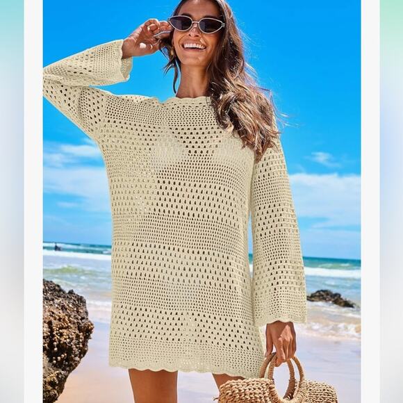 Women Swimsuit Crochet Swim Cover Up 2025 Summer Bathing Suit Swimwear Mesh - Picture 3 of 8
